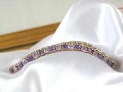 Vintage Sterling Silver 925 Gold Over Amethyst CZ Tennis Bracelet 7.5″
