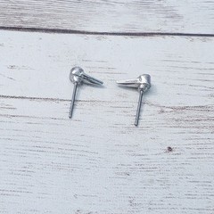 Silver Tone & Clear Gem Stud Earrings For Pierced Ears – Dainty