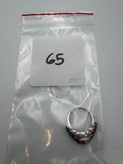 925 Sterling Silver Pink Topaz Oval With White And Pink Topaz Accents Size 8