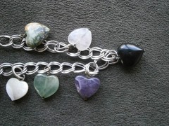 Semi Precious Stones Double Link Vtg Sterling Silver Charm Bracelet 6.75″~ 12.8g