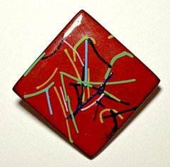 Vintage Copper and Enamel Abstract Colorful Pin/Brooch J-3I