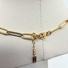 VTG Modern Minimalist Gold Tone Metal Paperclip Link Chain Necklace Adjustable