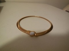 Vintage 1980’s Monet Omega Ribbed Collar Gold Tone Necklace, 17″