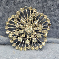 Pendant Brooch Vintage Rhinestone Silver Tone Metal Spray Dual – 2 Missing