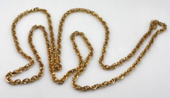 Vintage shiny & textured gold tone links Lady Remington LR chain necklace 48″