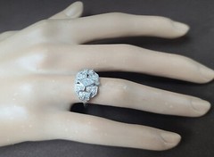 0.52ct Vintage Filigree Platinum Ring Natural Marquise Diamond SI1-H