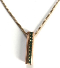 VTG 70s 80s Modernist Copper Colored Green Crystal Pretty Necklace Disco Era
