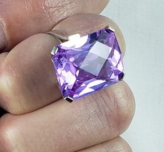 Vintage sterling silver changing color pink lilac stone cocktail ring sz 7.25