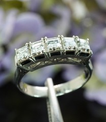 Vintage Asscher Carre Diamond VVS-F Platinum Anniversary Ring Band Estate 1ct+
