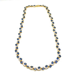 Vintage Sapphire & Diamond Necklace – 18K Gold Plated, 18” Luxury Jewelry