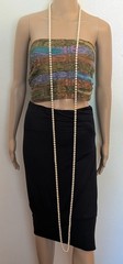 Vintage 94″ Knotted Glass Faux Pearl Rope Necklace Long Wrap Layered 1980s