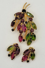Juliana D & E DeLizza Elster Leaf Brooch and Earring Set #2