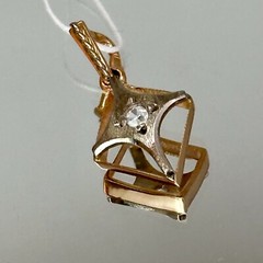 USSR Vintage Original Rose & White Gold CZ Pendant 583 14K Yerevan 1,39 g. 1989