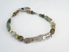 Vintage 999 Fine Sterling Silver Artisan Signed KVK Rustic Bracelet 8″