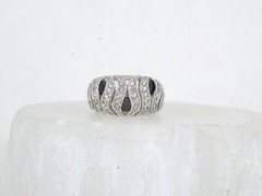 Antique Style Sterling Silver 925 Simulated Sapphire CZ Unique Ring Size 8