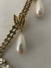Vintage 1950’s-1970’s Faux Pearl & Rhinestone Pendant & Clip On Earring Set