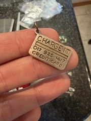 Vintage 925 Sterling Silver Credit Card Charm Charge It Pendant 4.9gr W/ Loop