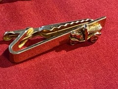 Vintage Gold Tone Open Top Model A Tie Bar Clasp and Cufflinks Set – Nice Shape