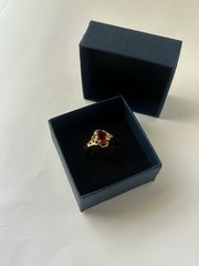 Vintage Red Cubic Zirconia Ring Gold Plated Womens Size 8.5