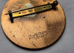 Vintage Mid Century Enamel on Copper Brooch Blue & Green Gjedde Denmark