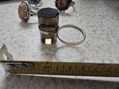 Vintage Sterling Silver Large Smoky Quartz Ring Size 5 Statement Octagon Prism