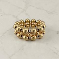 Vintage 14 Karat Yellow Gold Stretchy Bead Ring One Size Fits Most