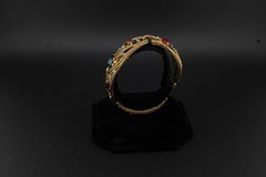 Vintage La Roco Midcentury Goldtone Tri Panel Bracelet Multitone Rhinestones