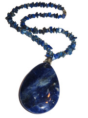 Lapis Lazuli Gemstone Chip & Drop Boho Necklace 18 inch 74grams
