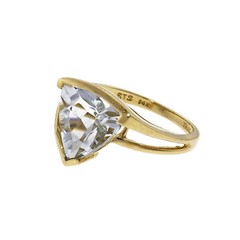 4.00ct Triangle Aquamarine 14k Yellow Gold Cocktail Ring