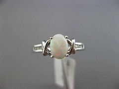ESTATE .34CT DIAMOND & AAA OPAL 14KT WHITE GOLD 3D OVAL X LOVE FRIENDSHIP RING