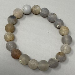 Stone Bracelet Women Neutral Gray Brown Matte Gemstone Beads Stretch Energy 6.5″
