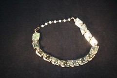 Costume Jewelry Necklace 14″ white beads zinc plated brass fittings