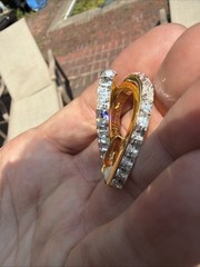 Vintage Gold Plated Baguette Princess Cut Crystal Channel Set 1.5” Clip-on