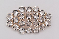 Vintage Clear Rhinestone Bezel Crystal Cluster Brooch Heavy Statement 60s BinBK