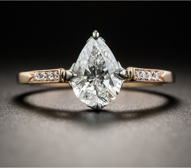 3.10 Ct White Diamond Art Deco Antique Vintage Wedding Ring 14K Yellow Gold FN
