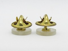 Vintage Pair Unique 1/2″ Clothing Button Gold Tone Pinbacks Shirt Button Pins