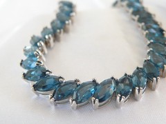 Sterling Silver 925 Natural Heated London Blue Topaz Tennis Bracelet 7.5″