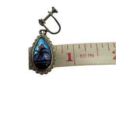 Sterling Silver Blue Morpho Butterfly Wing Earrings & Reversible Necklace Vtg