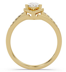 10K Yellow Gold FN 1.28TCW Pear & Round Cut White Moissanite Engagement Ring