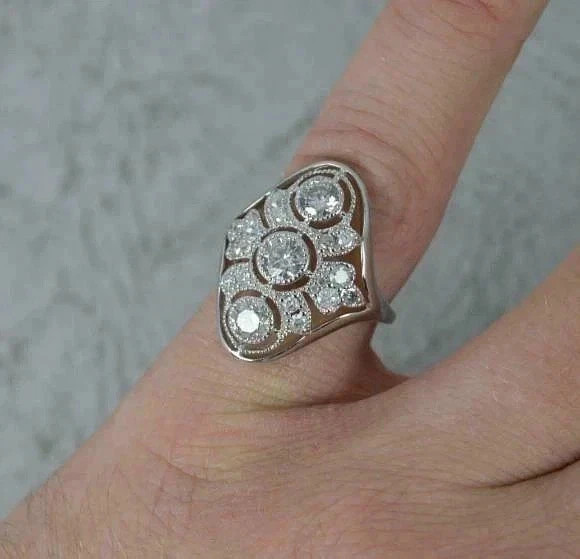 2.20Ct Art Deco Style Lab Created Diamond Anniversary 14k White Gold Finish Ring