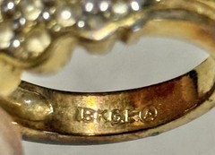 Vintage MCM 18K GEA Yellow Gold-Plated Rhinestone American Ring