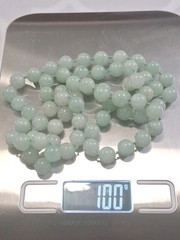 Vintage 1970’s Chinese Aqua Aventurine Knotted Beads Necklace 32in Heavy