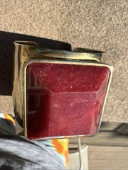 NEW Ann Taylor LOFT Gold Semi Precious Stone Cuff Bracelet Burgundy Wine Square