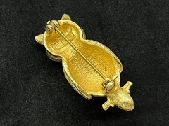 Vintage Signed FLORENZA Rhinestone Jewels Enamel Gold Tone BIRD Owl Brooch Pin