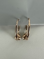 Vintage MCM 10k Rose Gold Diamond Heart Huggie Dangle/Drop Earrings