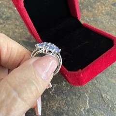 Gorgeous Vintage 10kt White Gold Marquise And Round Tanzanite Cluster Ring Sz 7