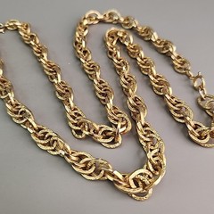 Vintage Chain Necklace Lot of 2 Curb Link Rope Gold Tone