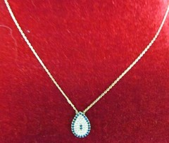 EHI 15″ STERLING SILVER GOLD WASH CHAIN NECKLACE W TEARDROP PENDANT X
