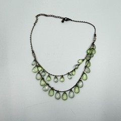 Light Green Faceted Teardrop Crystal Choker Layered Necklace Statement Jewelry