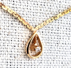 Vintage 14K 585 Uno A Erre w/ a Diamond Pendant Necklace 16″ 3.38gr C link Chain